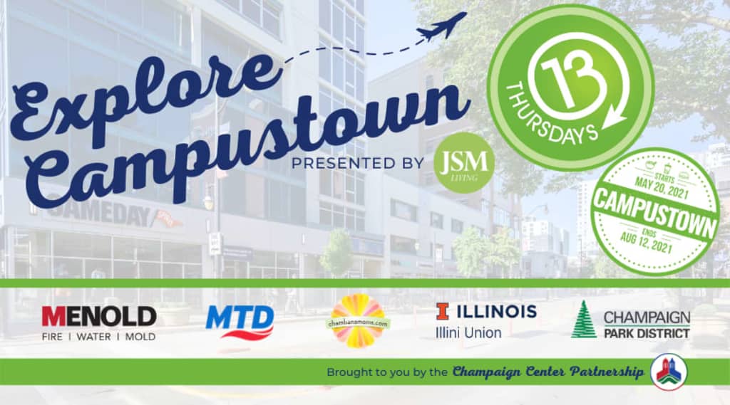 banner featuring champaign, illinois, advertising their event that utilizes eventzee's virtual scavenger hunt app in their downtowns to engage tourists